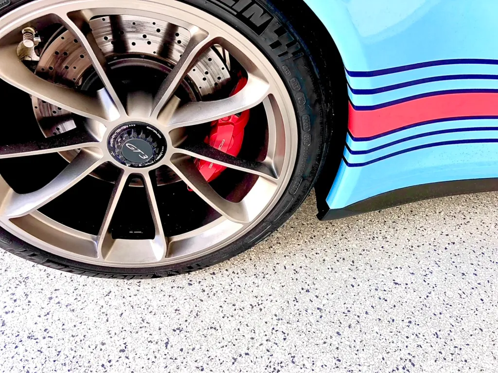 Epoxy coated garage floor